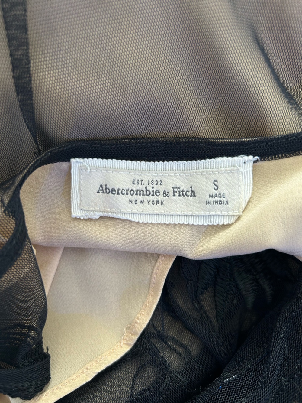 Abercrombie & Fitch Black and Nude Sheer Overlay Dress - Picture 3 of 4